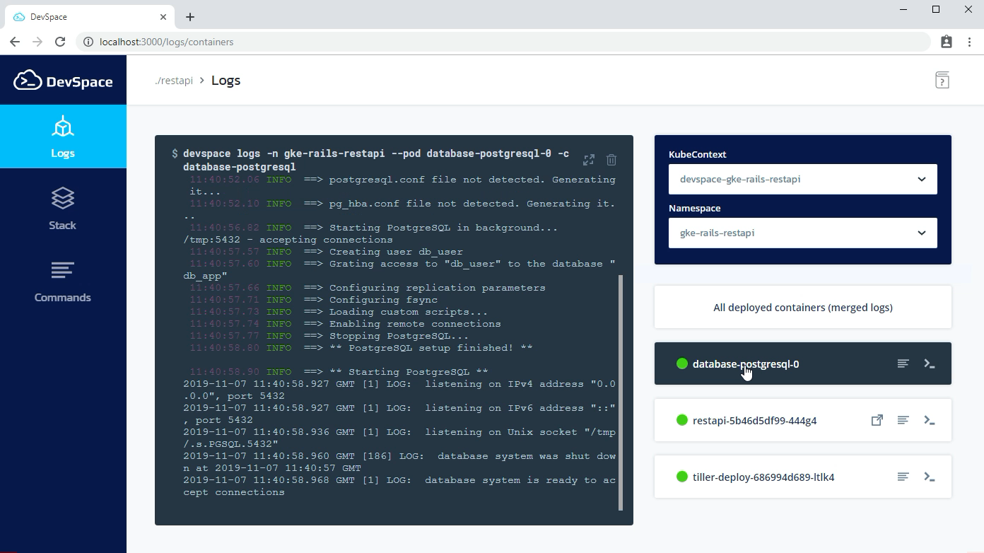 DevSpace Localhost UI