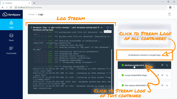 DevSpace Localhost UI